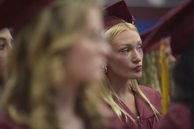 Dunmore students listen to commencement exercises at Dunmore High School on Wednesday, June 10, 2026. (CHAD SEBRING/STAFF PHOTO)
