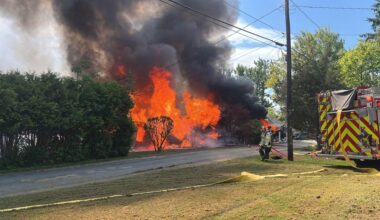 Massive fire, explosions level homes at Elk Lake; three taken to hospital