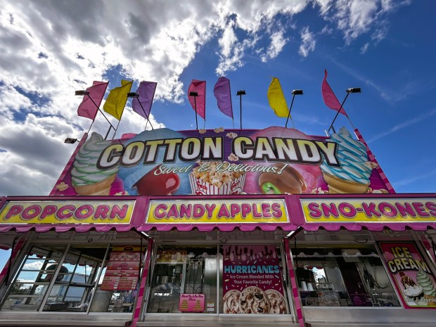 A food stand sits in preparation for the Lackawanna County Heritage Fair at Montage Mountain Resorts in Scranton Tuesday, June 2, 2026. (SEAN MCKEAG / STAFF PHOTOGRAPHER)