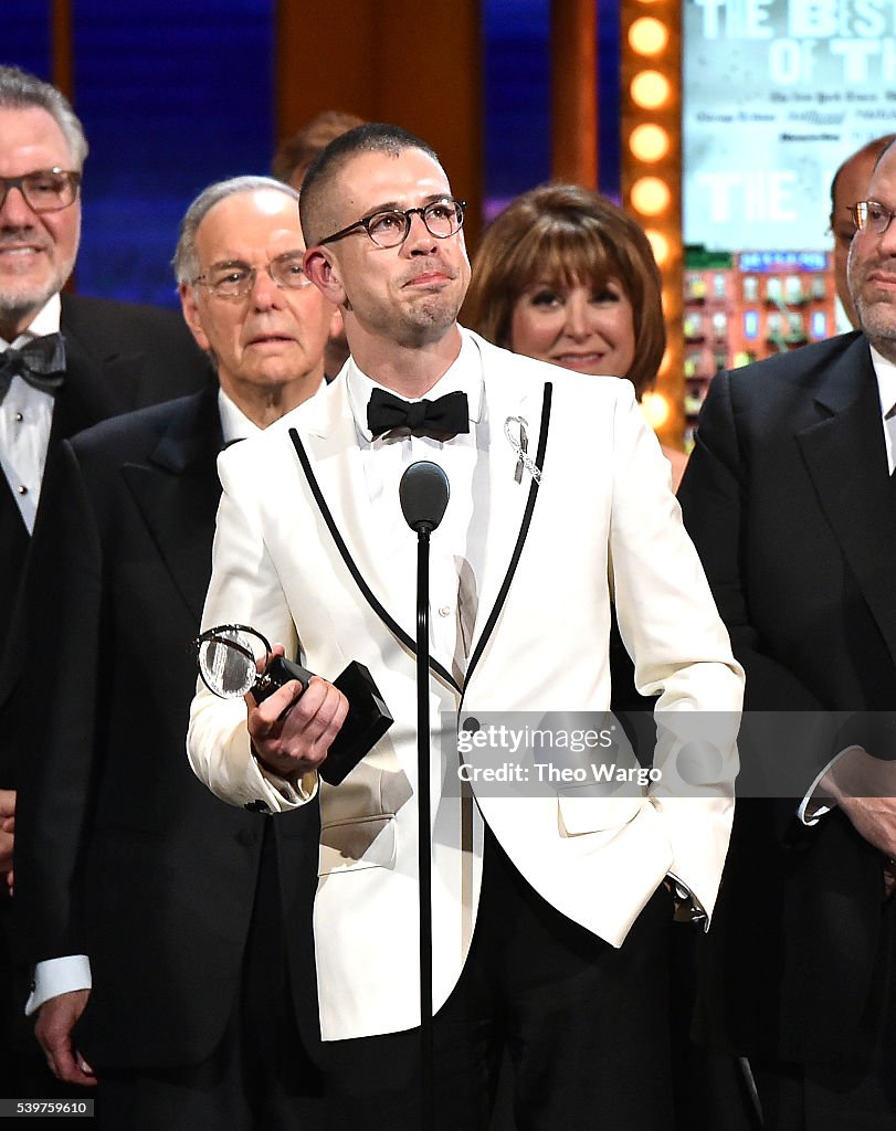 Playwright Stephen Karam accepts the Tony Award for Best Play...