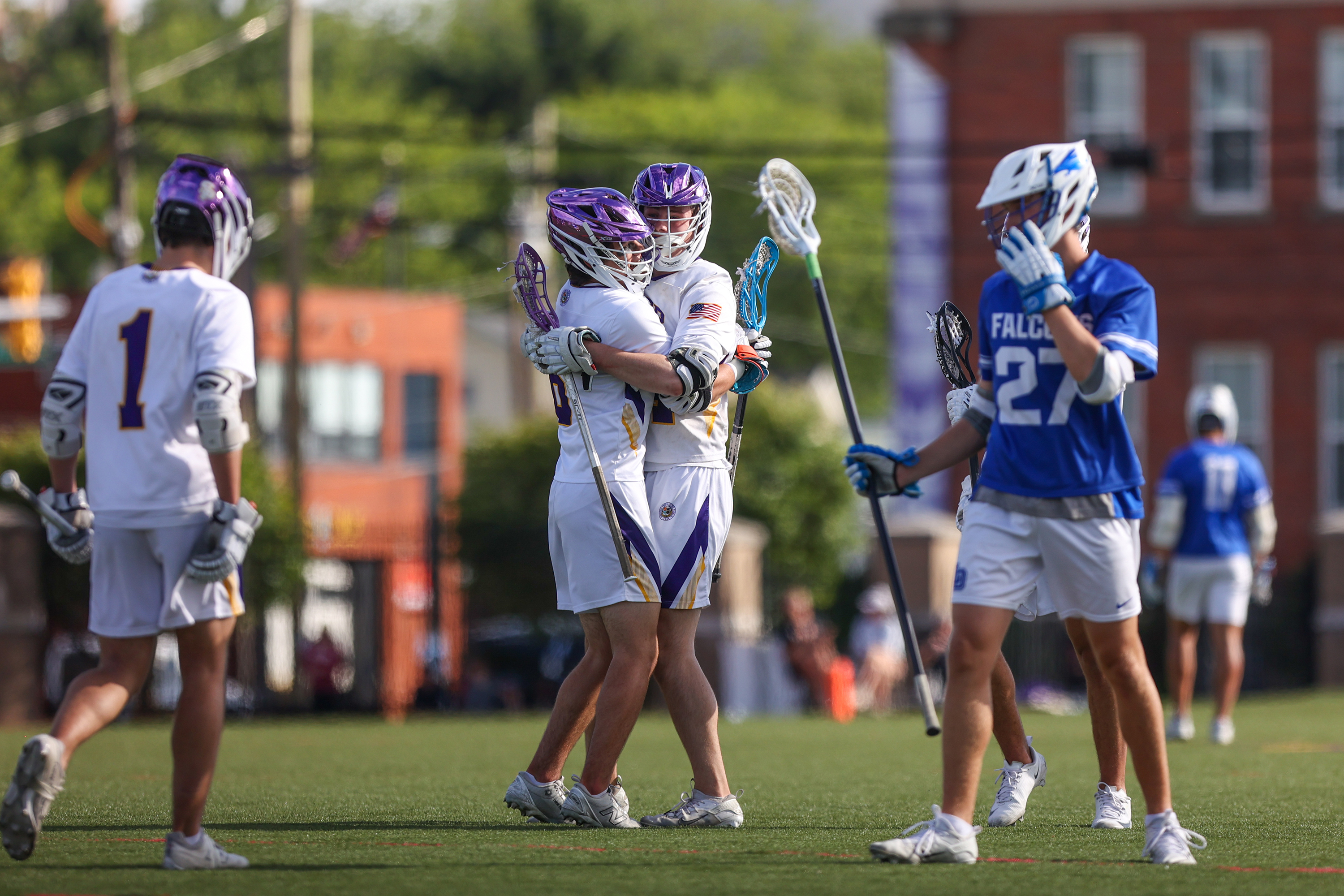 Scranton Prep celebrates after scoring during the PIAA Class 2A...