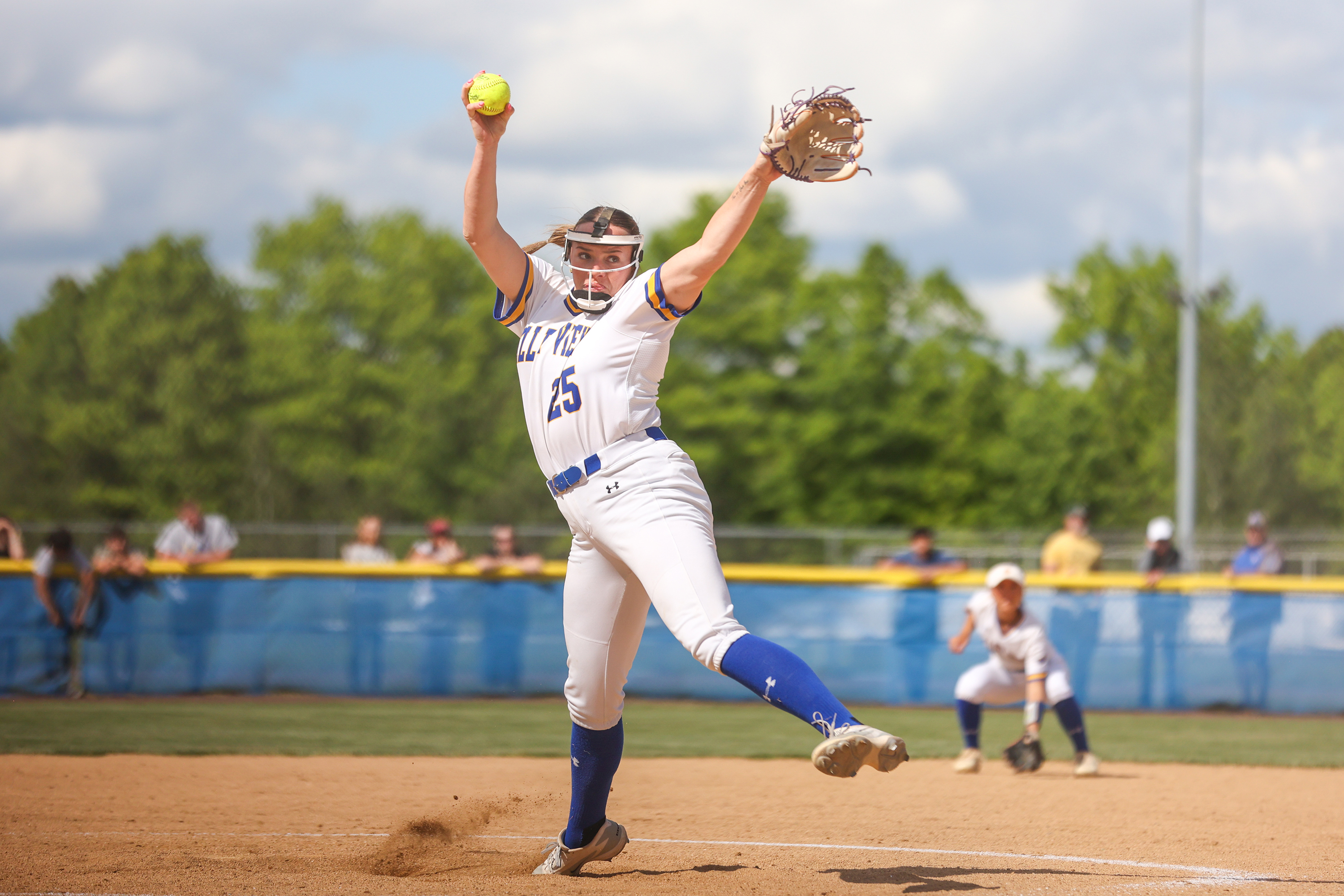 Valley View’s Abbi Call pitches during the PIAA Class 4A...