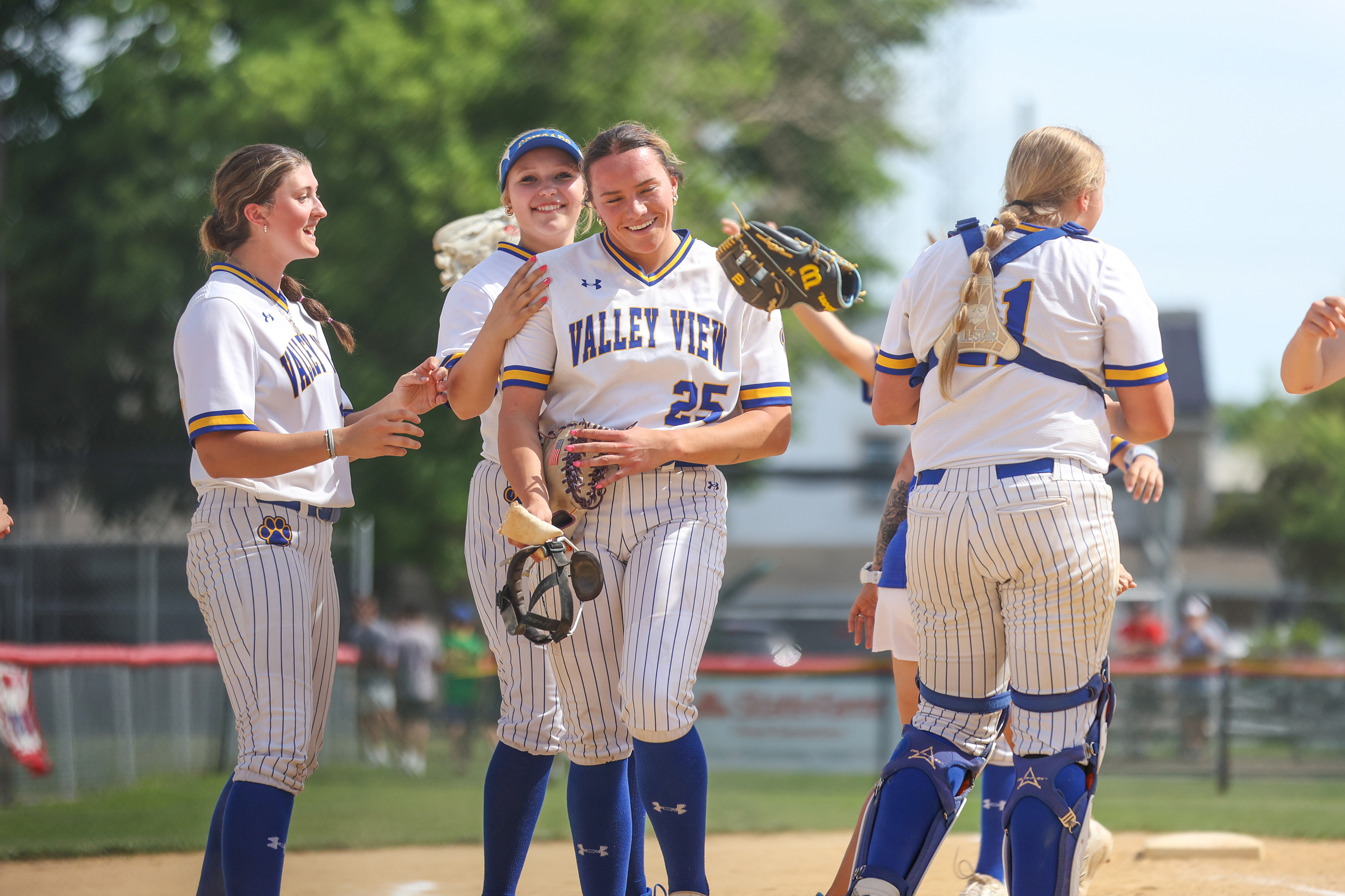 Valley View celebrates after beating Archbishop Carroll in the PIAA...