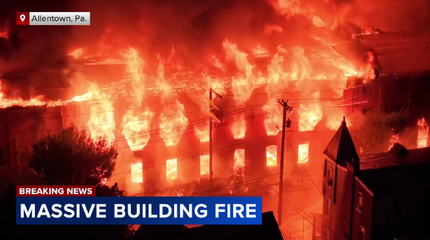 VIDEOS: Massive 6-alarm blaze burns former furniture factory in Pennsylvania