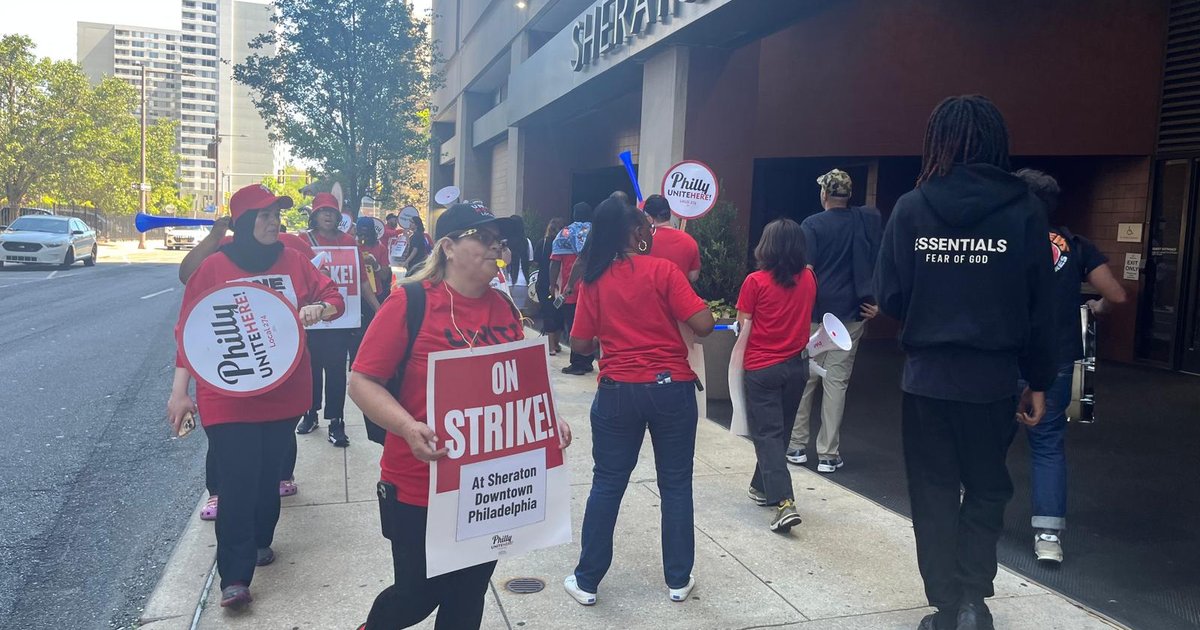 Workers at Sheraton Philadelphia Downtown hotel in Center City strike for 2nd straight day