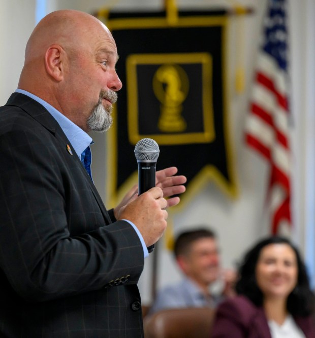 Bob Brooks speaks on Wednesday, June 3, 2026, in Whitehall Township during a general election kickoff event for his congressional campaign. Brooks, a Democrat and former Bethlehem firefighter, is challenging Republican Rep. Ryan Mackenzie to represent the Lehigh Valley's 7th District. pose for a picture Wednesday, June 3, 2026, in Whitehall Township during a general election kickoff event for Bob Brooks' congressional campaign. Brooks, a Democrat and former Bethlehem firefighter, is challenging Republican Rep. Ryan Mackenzie to represent the Lehigh Valley's 7th District. (April Gamiz/The Morning Call)