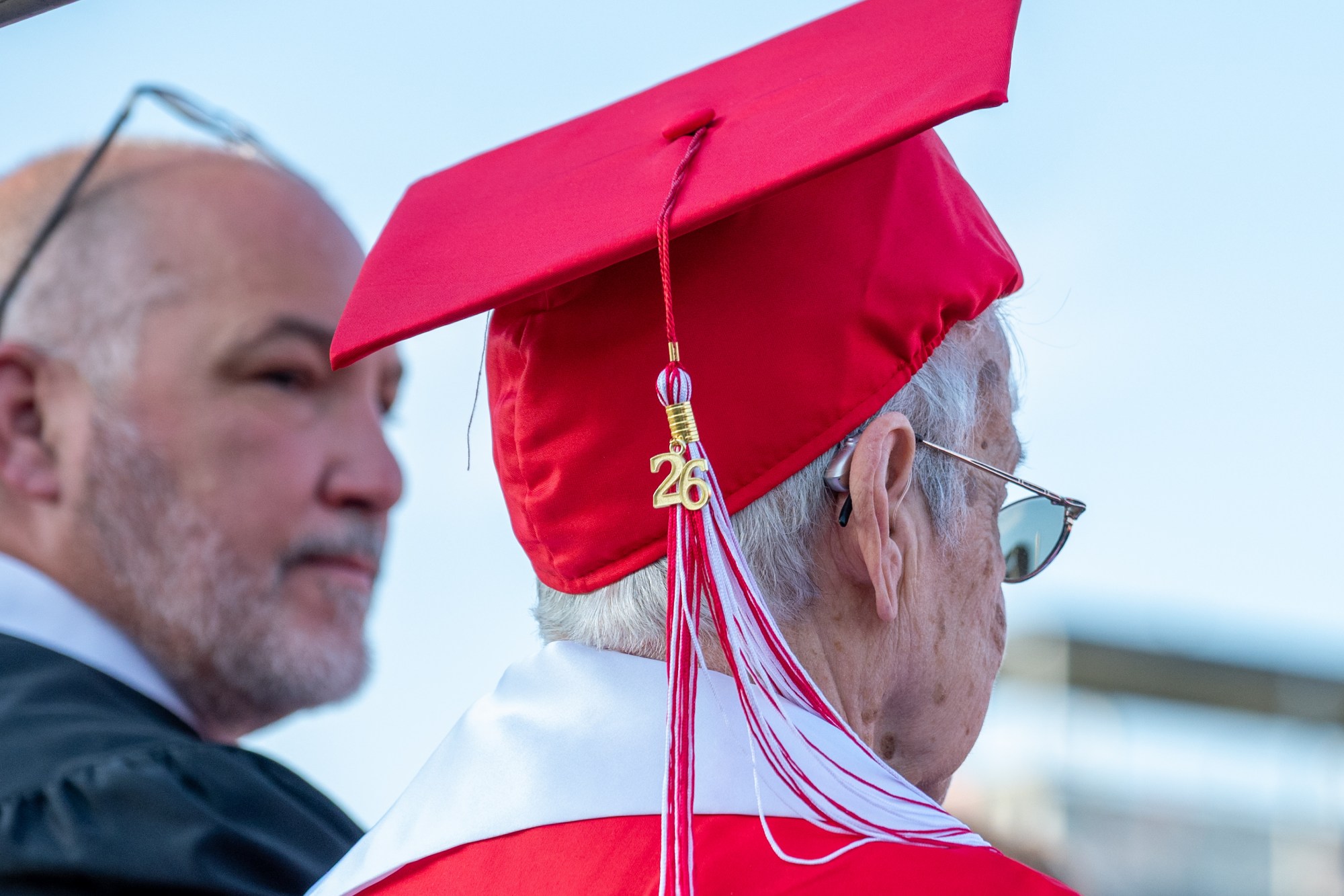 Angelina Loiacono, 100, was awarded an honorary degree Tuesday, June 8th, 2026 during Easton Area High School's graduation. Loiacono, at that time Angelina Moskella, left high school in 1942, when she was 16 years old, to work and support her family, but obtaining a degree was always a dream. (Jonathan Broady/Special to The Morning Call)