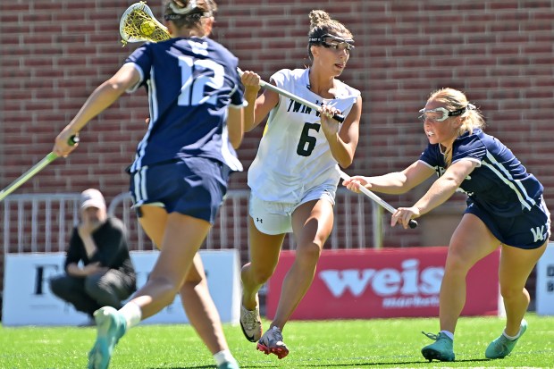 Twin Valley's Ellie Kaplan controls the ball against Wyomissing in the PIAA 2A girls championship match on Saturday at Penn State. (Photo courtesy of Joe Evans)