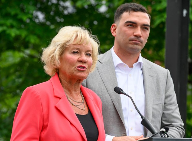Sen. Lisa Boscola, D-Lehigh, and Sen. Nick Miller, D-Lehigh, attend a Thursday, May 28, 2026, news conference hosted by Lehigh Valley 250. The organization announced it would receive support from the Pennsylvania Tourism Office for regional programming tied to the 250th anniversary of the founding of the United States. (April Gamiz/The Morning Call)