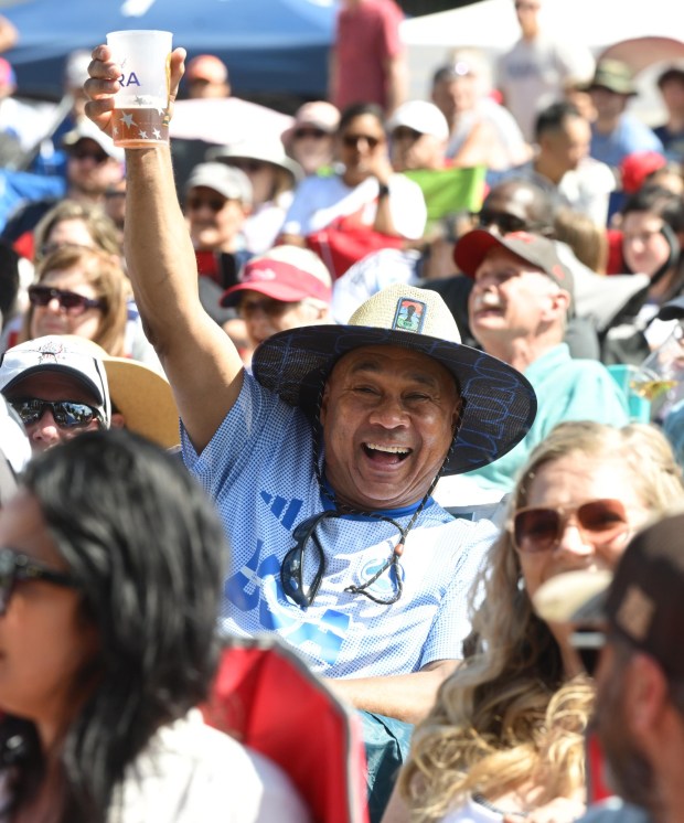 Soccer fans gather on Friday, June 19, 2026, to see United States defeat Australia 2-0 to reach World Cup knockouts at the Lehigh Valley SoccerFest and Viewing Party at SteelStacks in Bethlehem. (Monica Cabrera/The Morning Call)