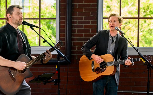 The acoustic duo Twelve String performs on Wednesday June 24, 2026, before Northampton County Executive Tara Zrinski's first State of the County address at the National Museum of Industrial History in Bethlehem. Zrinski unveiled a plan for a Gracedale nursing home campus, with a new 700-bed skilled nursing facility, dialysis center, workforce housing and retail area. (April Gamiz/The Morning Call)