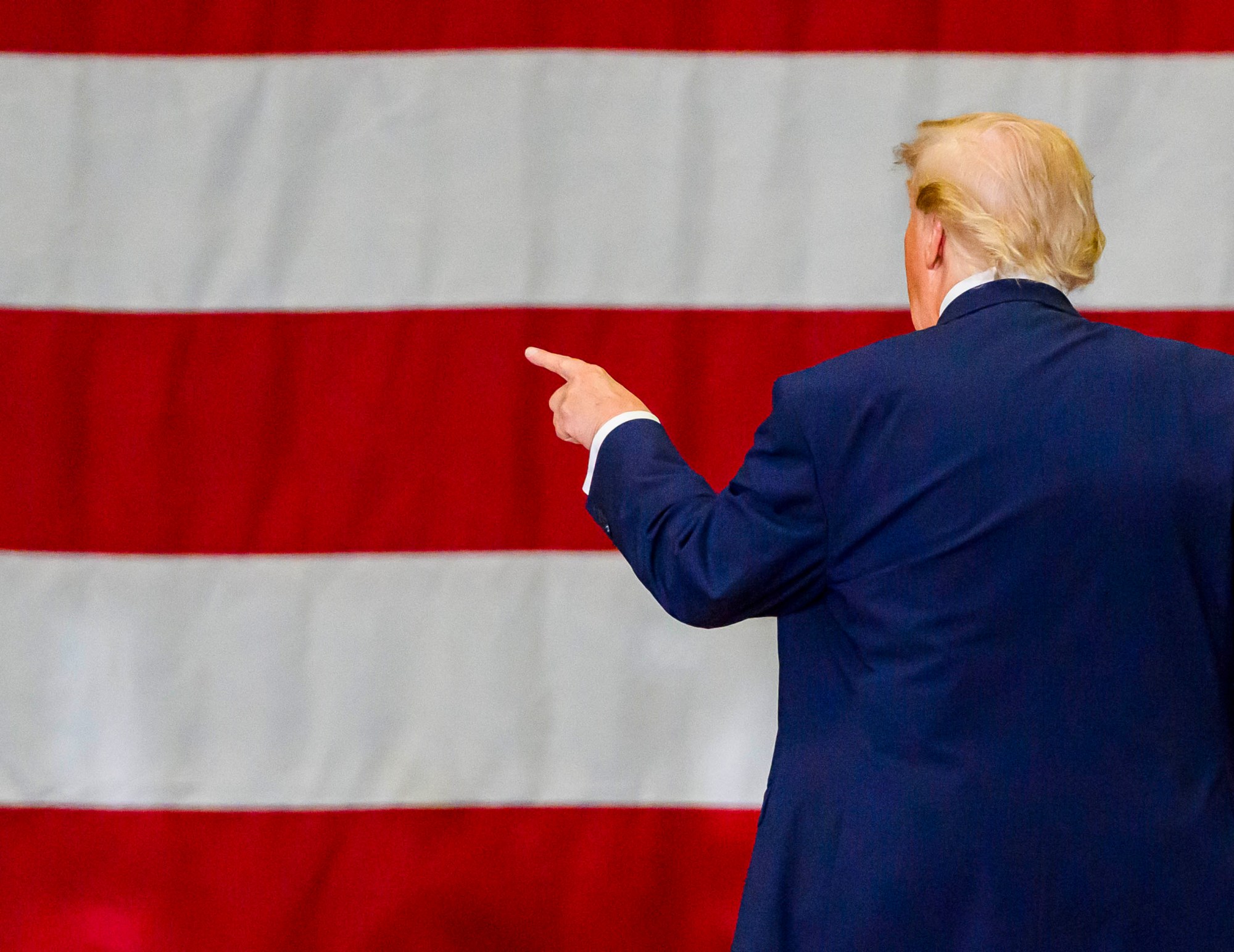 President Donald J. Trump ends his speach Tuesday, June 23, 2026, at Mack Truck in Lower Macungie Township. (April Gamiz/The Morning Call)