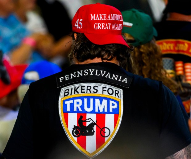The crowd gets ready Tuesday, June 23, 2026, before President Donald J. Trump takes the stage at Mack Truck in Lower Macungie Township. (April Gamiz/The Morning Call)