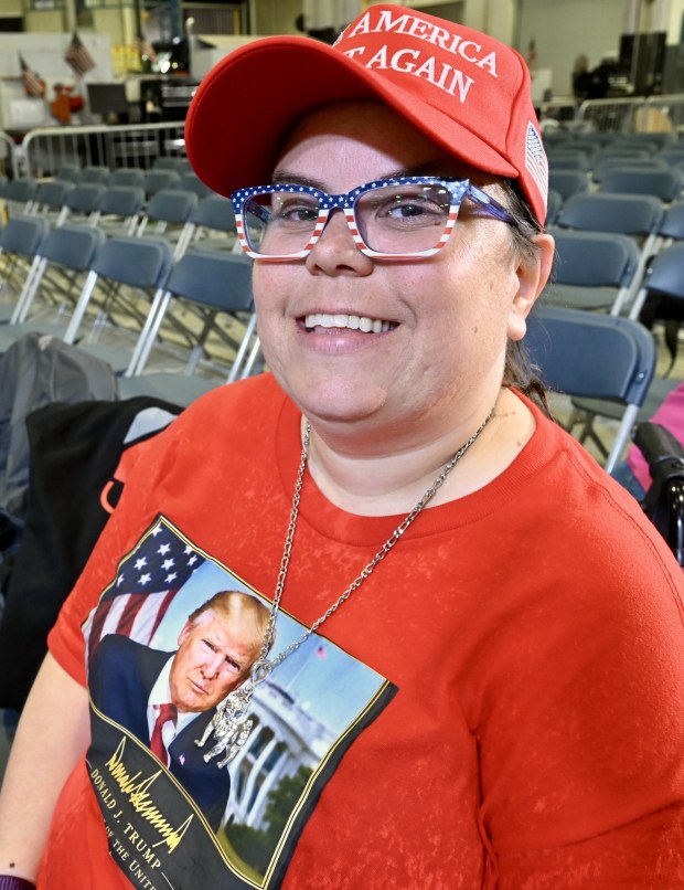 People get ready to take their seats Tuesday, June 23, 2026, to see President Donald Trump speak at the Mack Truck plant in Lower Macungie Township. (April Gamiz/The Morning Call)