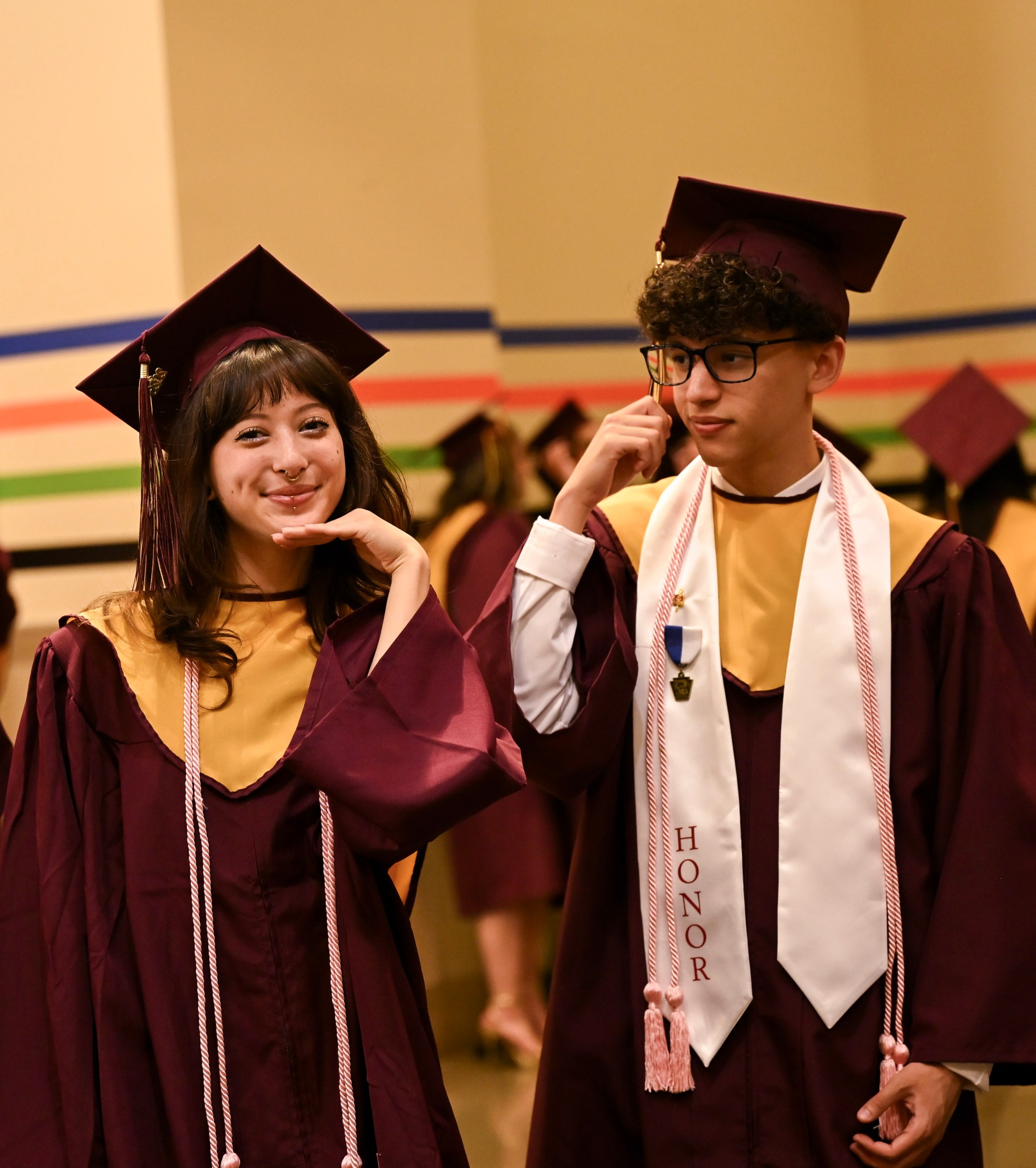 Whitehall High School students in the Class of 2026 line up in anticipation as they prepared to enter the graduation ceremony Monday, June 1, 2026, at PPL Center in Allentown.  (Avery Folmar/The Morning Call)