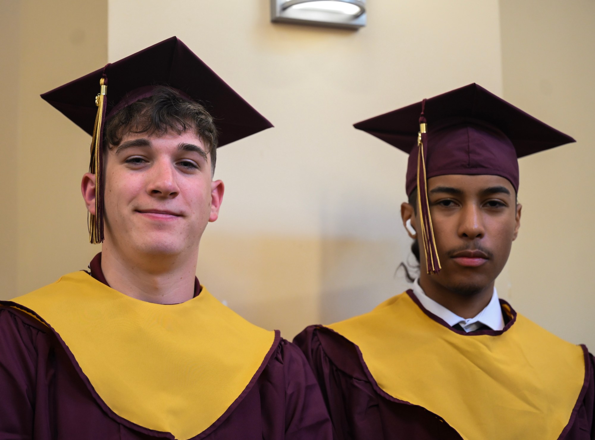 Whitehall High School students in the Class of 2026 line up in anticipation as they prepared to enter the graduation ceremony Monday, June 1, 2026, at PPL Center in Allentown.  (Avery Folmar/The Morning Call)