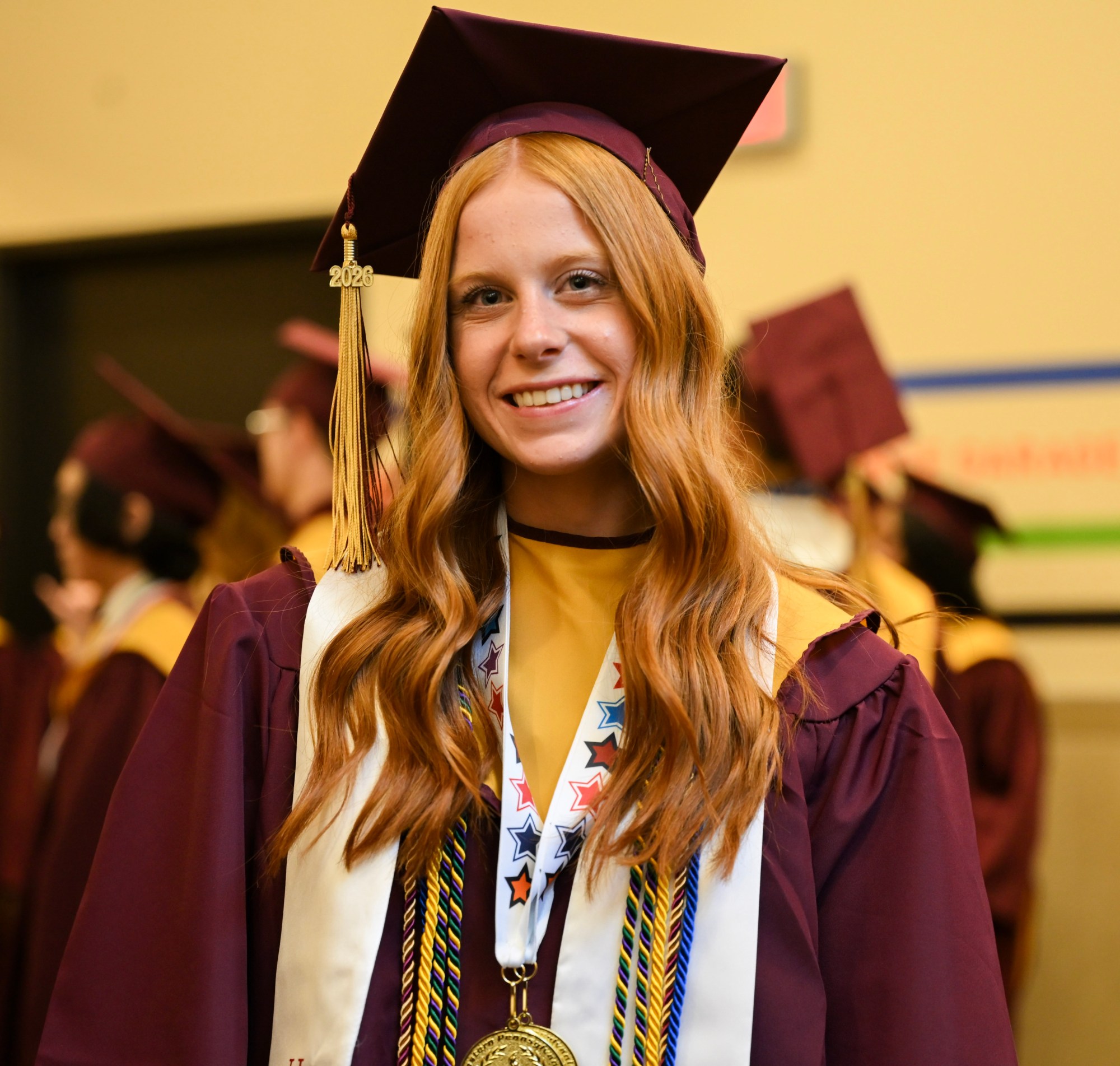Whitehall High School students in the Class of 2026 line up in anticipation as they prepared to enter the graduation ceremony Monday, June 1, 2026, at PPL Center in Allentown.  (Avery Folmar/The Morning Call)