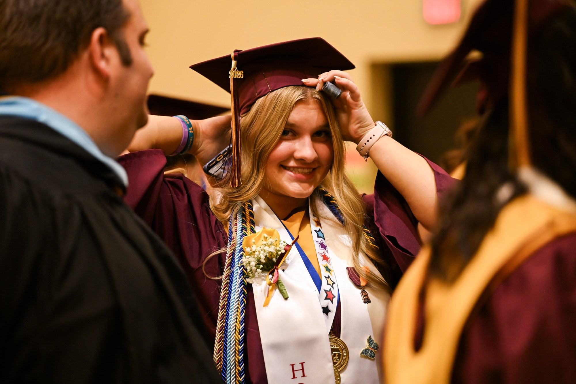 Whitehall High School students in the Class of 2026 line up in anticipation as they prepared to enter the graduation ceremony Monday, June 1, 2026, at PPL Center in Allentown.  (Avery Folmar/The Morning Call)