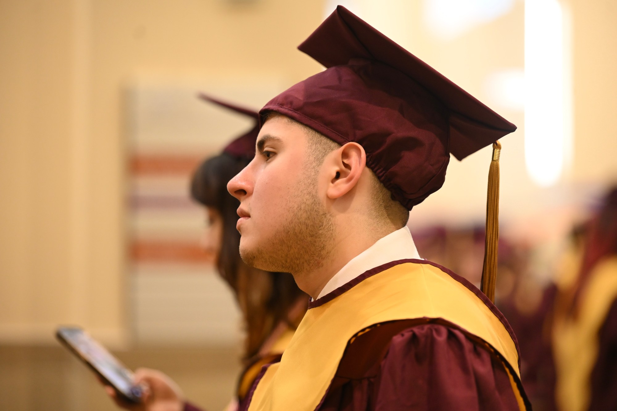 Whitehall High School students in the Class of 2026 line up in anticipation as they prepared to enter the graduation ceremony Monday, June 1, 2026, at PPL Center in Allentown.  (Avery Folmar/The Morning Call)