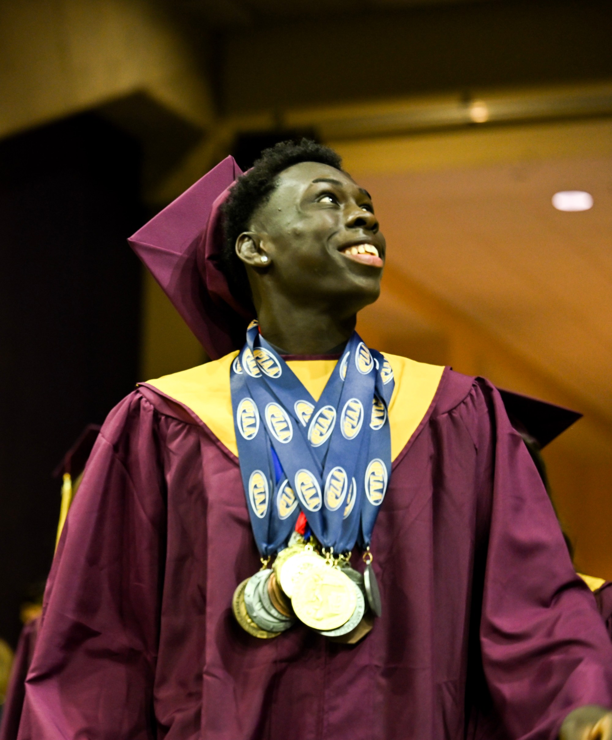 Whitehall High School students in the Class of 2026 line up in anticipation as they prepared to enter the graduation ceremony Monday, June 1, 2026, at PPL Center in Allentown.  (Avery Folmar/The Morning Call)
