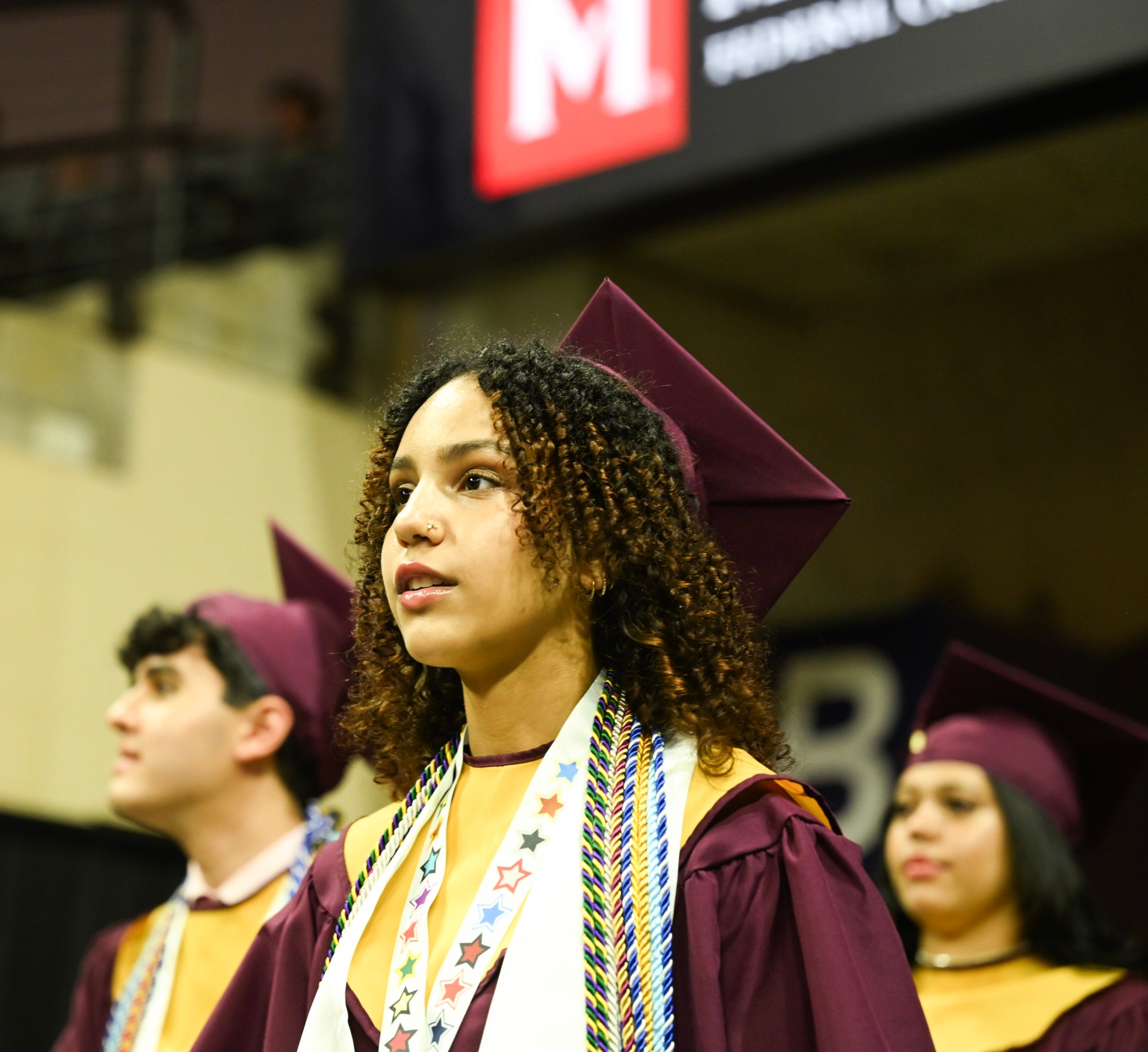 Whitehall High School students in the Class of 2026 line up in anticipation as they prepared to enter the graduation ceremony Monday, June 1, 2026, at PPL Center in Allentown.  (Avery Folmar/The Morning Call)