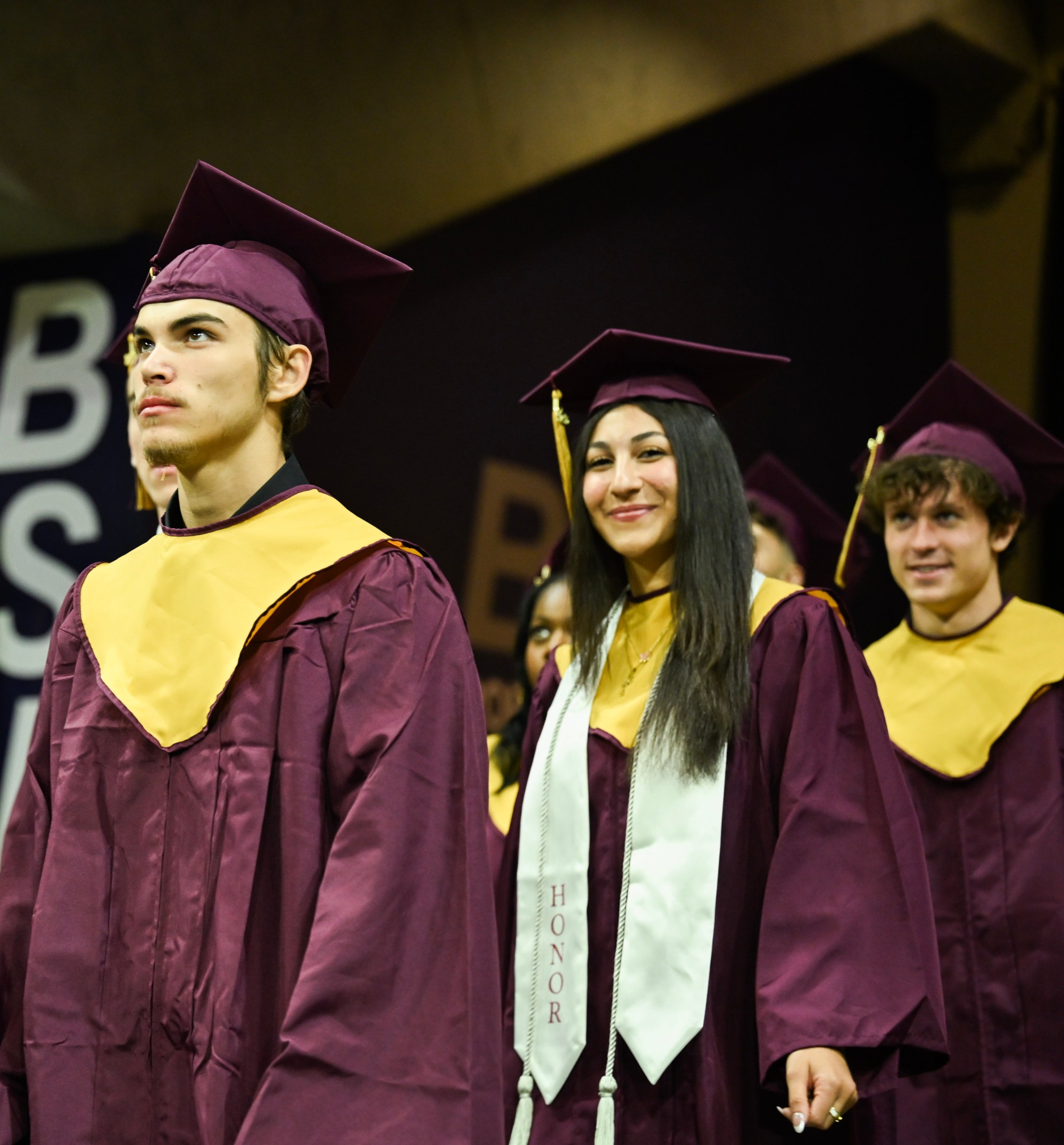 Whitehall High School students in the Class of 2026 line up in anticipation as they prepared to enter the graduation ceremony Monday, June 1, 2026, at PPL Center in Allentown.  (Avery Folmar/The Morning Call)
