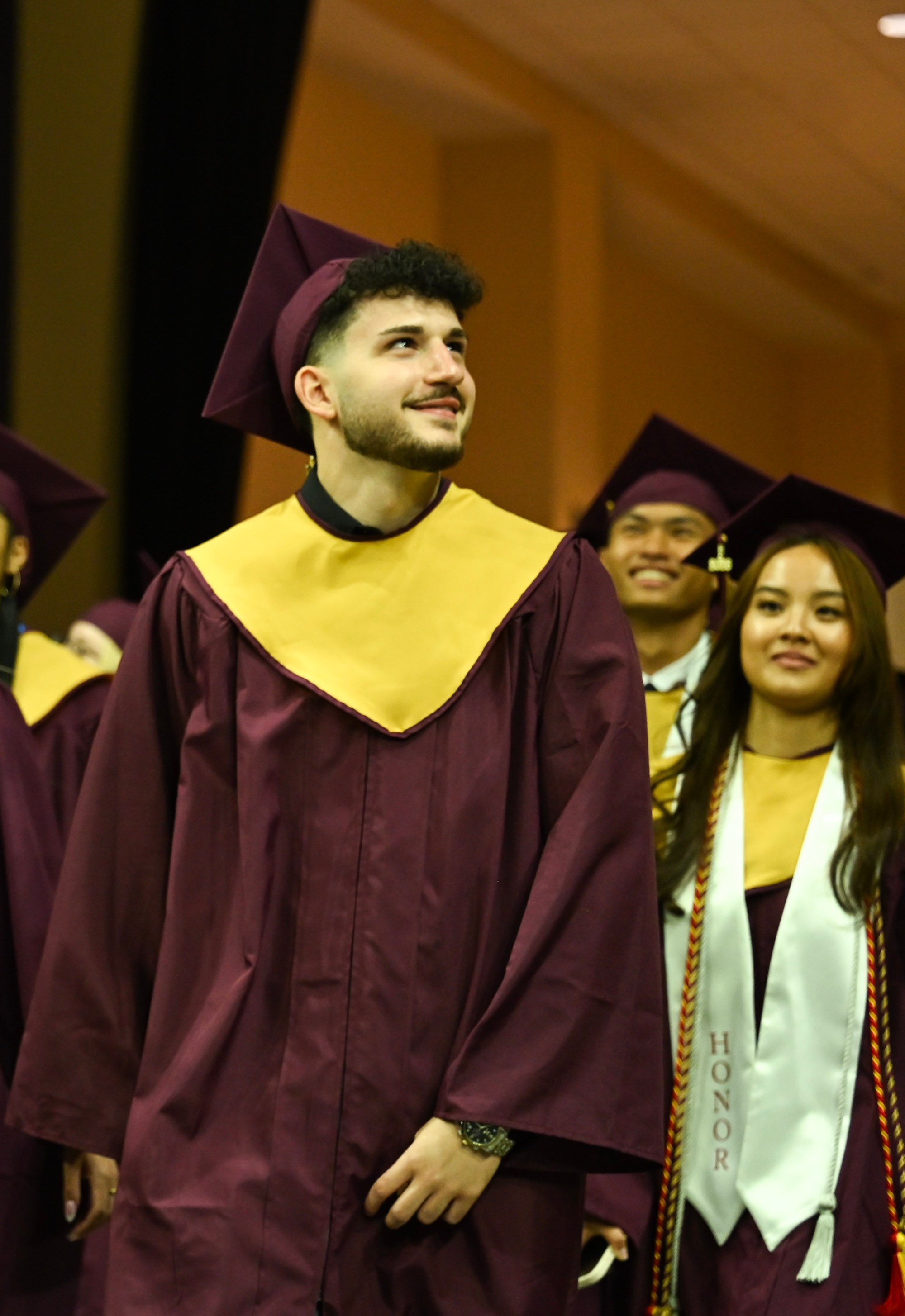 Whitehall High School students in the Class of 2026 line up in anticipation as they prepared to enter the graduation ceremony Monday, June 1, 2026, at PPL Center in Allentown.  (Avery Folmar/The Morning Call)