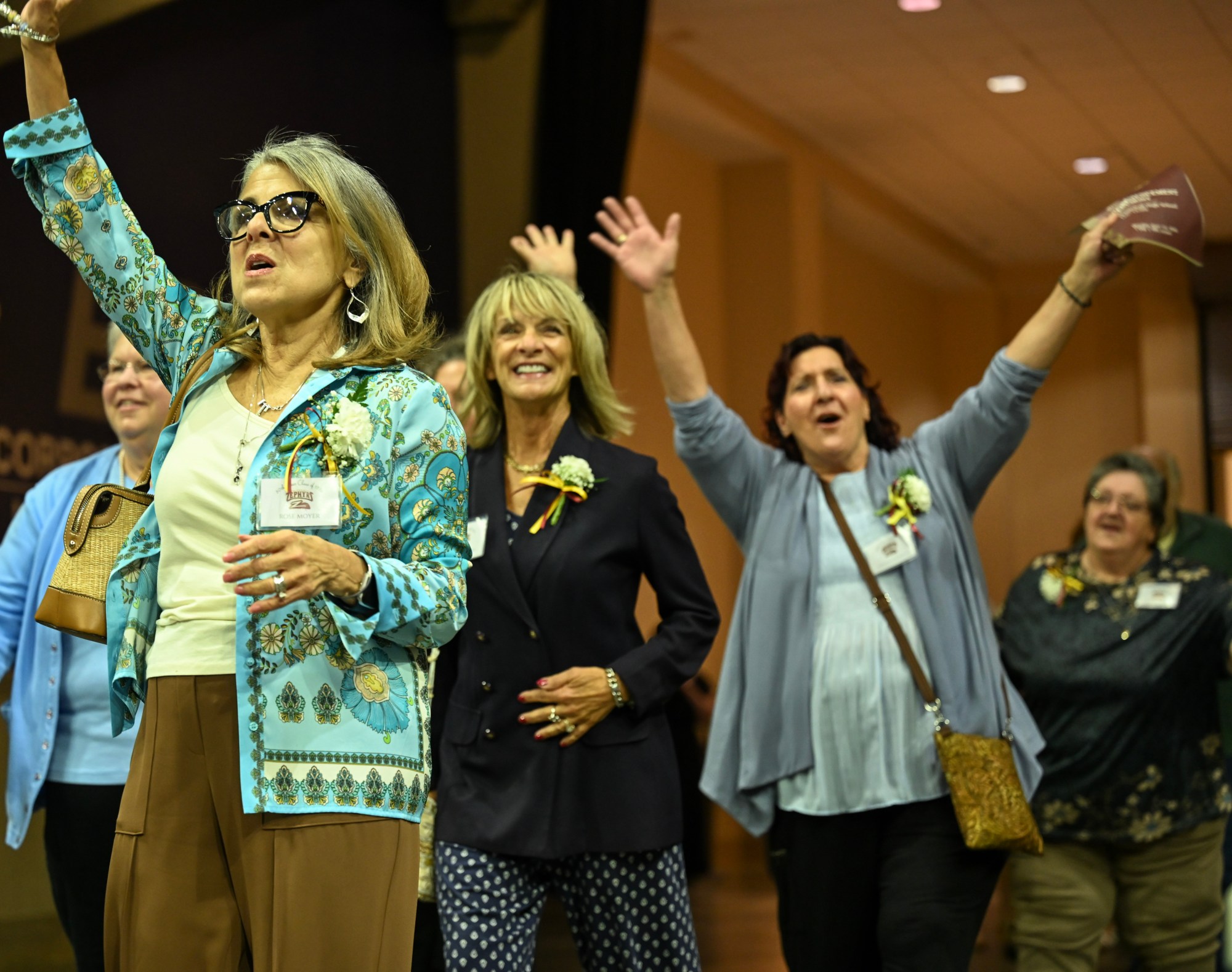 Students from Whitehall High School's Class of 1976 gather to celebrate and walk alongside the Class of 2026 during graduation Monday, June 1, 2026, at PPL Center in Allentown, marking the 50th anniversary of their own graduation. (Avery Folmar/The Morning Call)