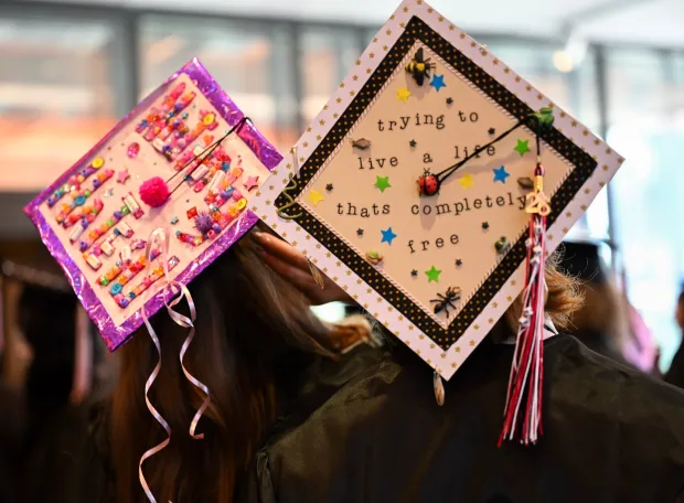 Lehigh Valley Charter High School for the Arts held its graduation Monday, June 8, 2026, at the ArtQuest Center at SteelStacks in Bethlehem. Students gathered on the second floor of the center before ascending to the third floor for the ceremony. (Avery Folmar/The Morning Call)