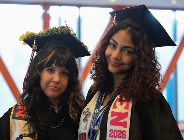 Lehigh Valley Charter High School for the Arts held its graduation Monday, June 8, 2026, at the ArtQuest Center at SteelStacks in Bethlehem. Students gathered on the second floor of the center before ascending to the third floor for the ceremony. (Avery Folmar/The Morning Call)