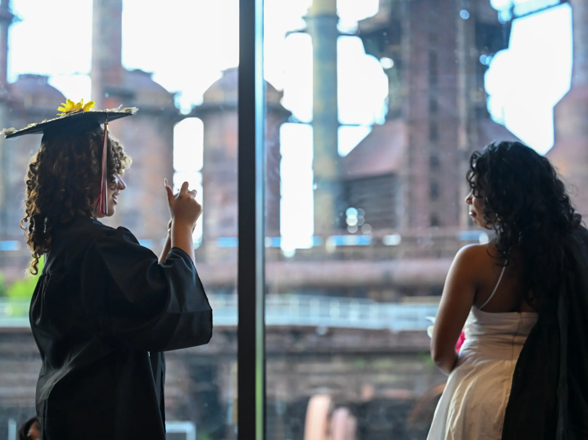 Lehigh Valley Charter High School for the Arts held its graduation Monday, June 8, 2026, at the ArtQuest Center at SteelStacks in Bethlehem. Students gathered on the second floor of the center before ascending to the third floor for the ceremony. (Avery Folmar/The Morning Call)