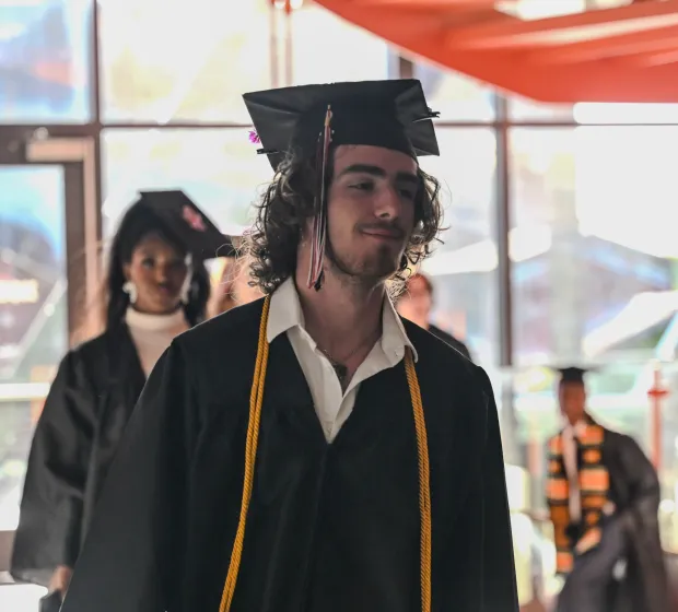 Lehigh Valley Charter High School for the Arts held its graduation Monday, June 8, 2026, at the ArtQuest Center at SteelStacks in Bethlehem. Students gathered on the second floor of the center before ascending to the third floor for the ceremony. (Avery Folmar/The Morning Call)