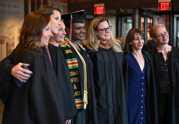Lehigh Valley Charter High School for the Arts held its graduation Monday, June 8, 2026, at the ArtQuest Center at SteelStacks in Bethlehem. Students gathered on the second floor of the center before ascending to the third floor for the ceremony. (Avery Folmar/The Morning Call)