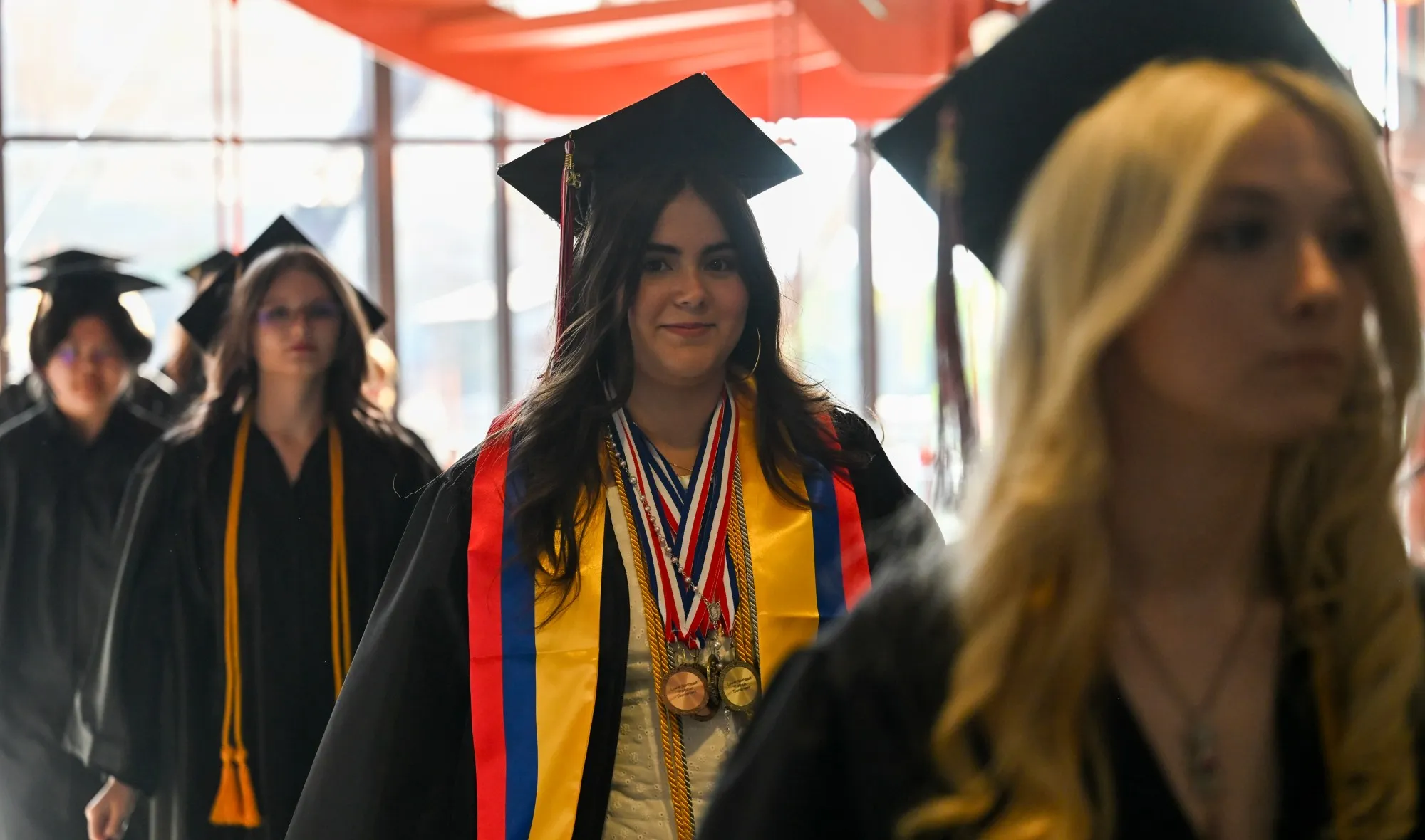 Lehigh Valley Charter High School for the Arts held its graduation Monday, June 8, 2026, at the ArtQuest Center at SteelStacks in Bethlehem. Students gathered on the second floor of the center before ascending to the third floor for the ceremony. (Avery Folmar/The Morning Call)