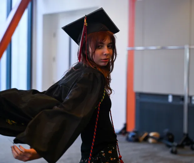 Lehigh Valley Charter High School for the Arts held its graduation Monday, June 8, 2026, at the ArtQuest Center at SteelStacks in Bethlehem. Students gathered on the second floor of the center before ascending to the third floor for the ceremony. (Avery Folmar/The Morning Call)