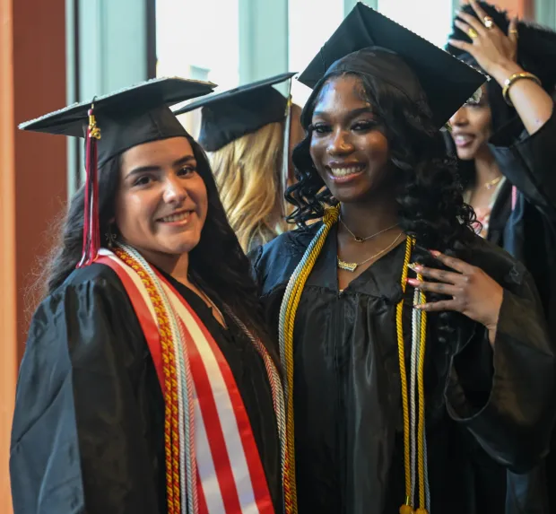 Lehigh Valley Charter High School for the Arts held its graduation Monday, June 8, 2026, at the ArtQuest Center at SteelStacks in Bethlehem. Students gathered on the second floor of the center before ascending to the third floor for the ceremony. (Avery Folmar/The Morning Call)