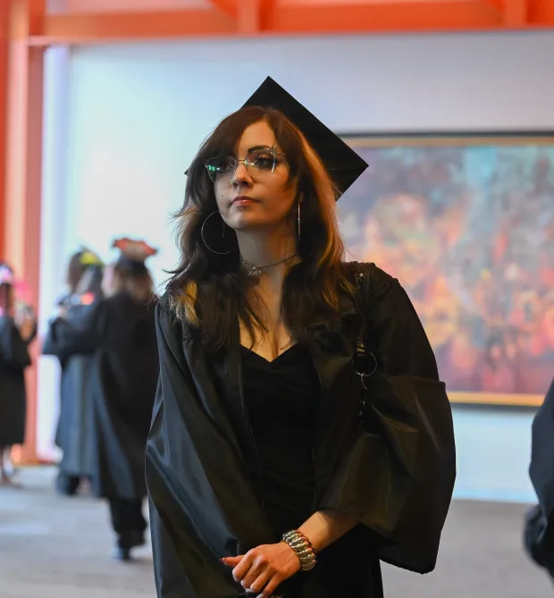 Lehigh Valley Charter High School for the Arts held its graduation Monday, June 8, 2026, at the ArtQuest Center at SteelStacks in Bethlehem. Students gathered on the second floor of the center before ascending to the third floor for the ceremony. (Avery Folmar/The Morning Call)
