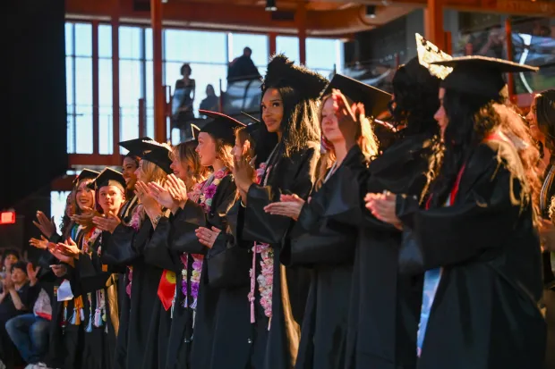 Lehigh Valley Charter High School for the Arts held its graduation Monday, June 8, 2026, at the ArtQuest Center at SteelStacks in Bethlehem. Students gathered on the second floor of the center before ascending to the third floor for the ceremony. (Avery Folmar/The Morning Call)