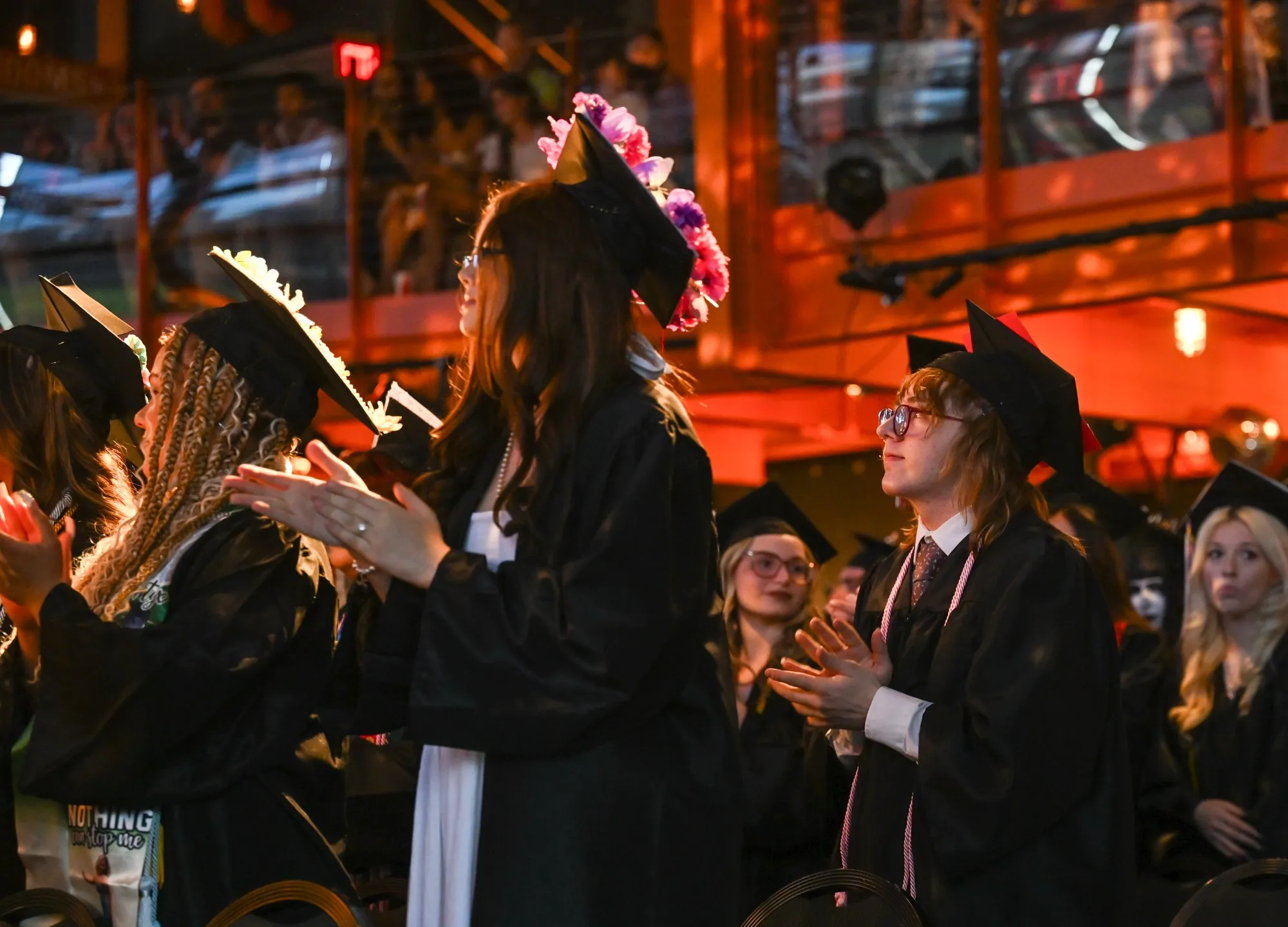 Lehigh Valley Charter High School for the Arts held its graduation Monday, June 8, 2026, at the ArtQuest Center at SteelStacks in Bethlehem. Students gathered on the second floor of the center before ascending to the third floor for the ceremony. (Avery Folmar/The Morning Call)