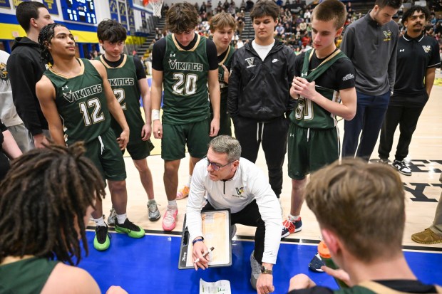 Allentown Central Catholic coach Dennis Csensits, watches his team during a District 11 Class 4A boys basketball finals game against Northwestern Lehigh on Feb 27, 2026 in Allentown. (Jonathan Broady/Special to The Morning Call)