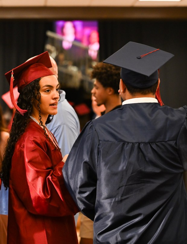 Liberty High School holds its graduation Friday, June 5, 2026, at Stabler Arena in Bethlehem. Students gathered in the hallways before lining up for their ceremony in the arena. (Avery Folmar/The Morning Call)