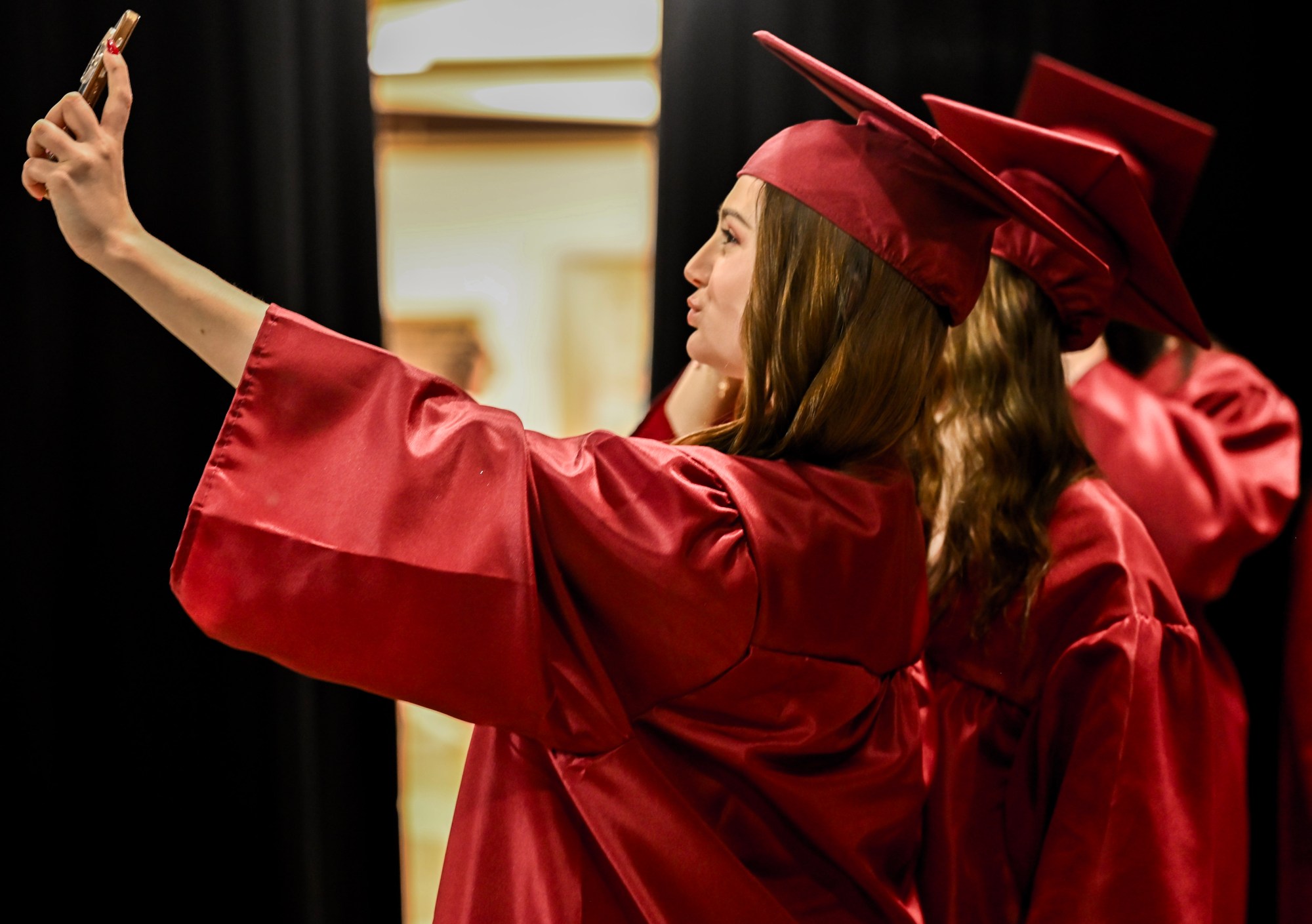 Liberty High School holds its graduation Friday, June 5, 2026, at Stabler Arena in Bethlehem. Students gathered in the hallways before lining up for their ceremony in the arena. (Avery Folmar/The Morning Call)