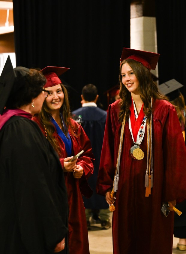 Liberty High School holds its graduation Friday, June 5, 2026, at Stabler Arena in Bethlehem. Students gathered in the hallways before lining up for their ceremony in the arena. (Avery Folmar/The Morning Call)