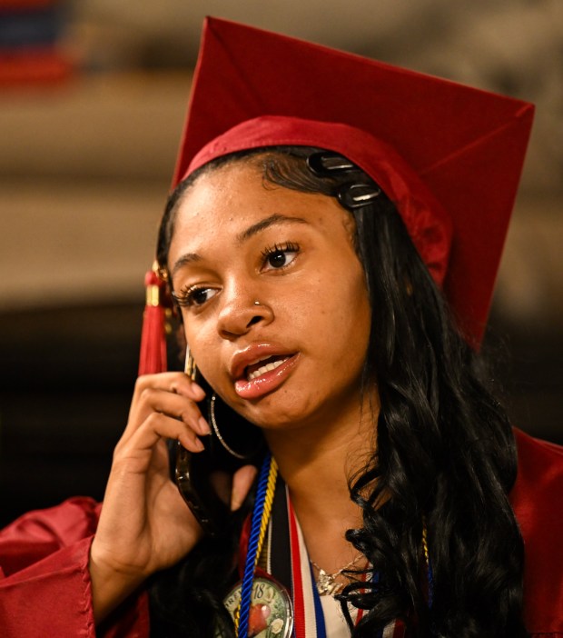 Liberty High School holds its graduation Friday, June 5, 2026, at Stabler Arena in Bethlehem. Students gathered in the hallways before lining up for their ceremony in the arena. (Avery Folmar/The Morning Call)