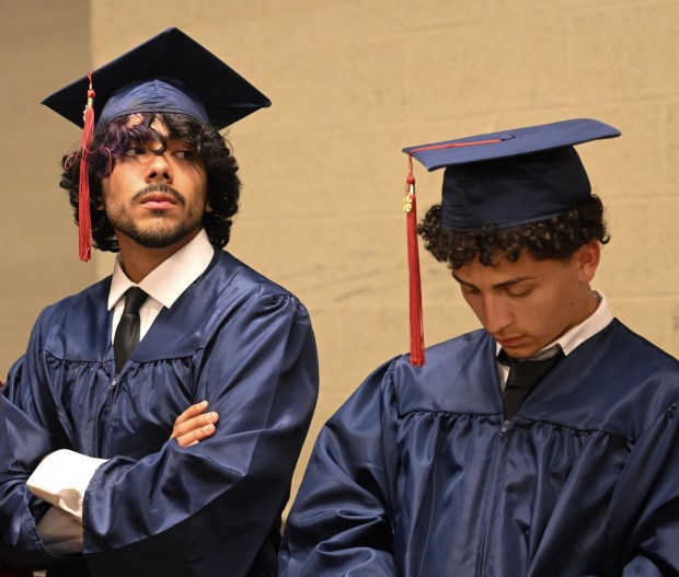 Liberty High School holds its graduation Friday, June 5, 2026, at Stabler Arena in Bethlehem. Students gathered in the hallways before lining up for their ceremony in the arena. (Avery Folmar/The Morning Call)