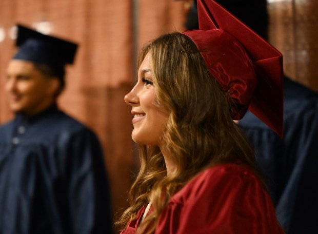 Liberty High School holds its graduation Friday, June 5, 2026, at Stabler Arena in Bethlehem. Students gathered in the hallways before lining up for their ceremony in the arena. (Avery Folmar/The Morning Call)