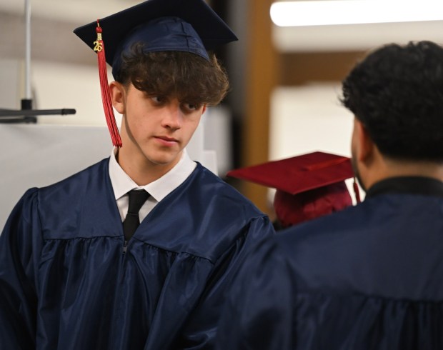 Liberty High School holds its graduation Friday, June 5, 2026, at Stabler Arena in Bethlehem. Students gathered in the hallways before lining up for their ceremony in the arena. (Avery Folmar/The Morning Call)