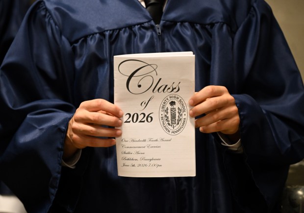 Liberty High School holds its graduation Friday, June 5, 2026, at Stabler Arena in Bethlehem. Students gathered in the hallways before lining up for their ceremony in the arena. (Avery Folmar/The Morning Call)