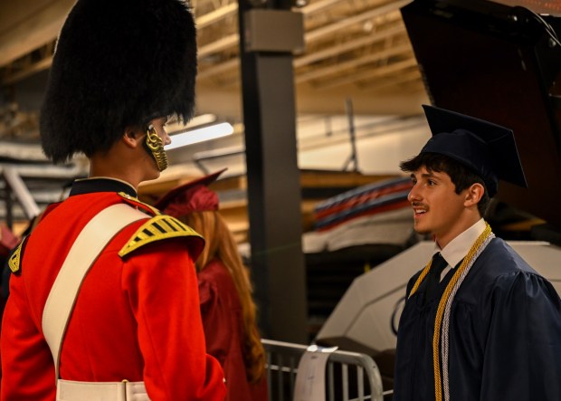 Liberty High School's marching band and orchestra performs at its graduation on Friday, June 5, 2026, at Stabler Arena in Bethlehem. Seniors in the band also performed, wearing their graduation caps and gowns. (Avery Folmar/The Morning Call)