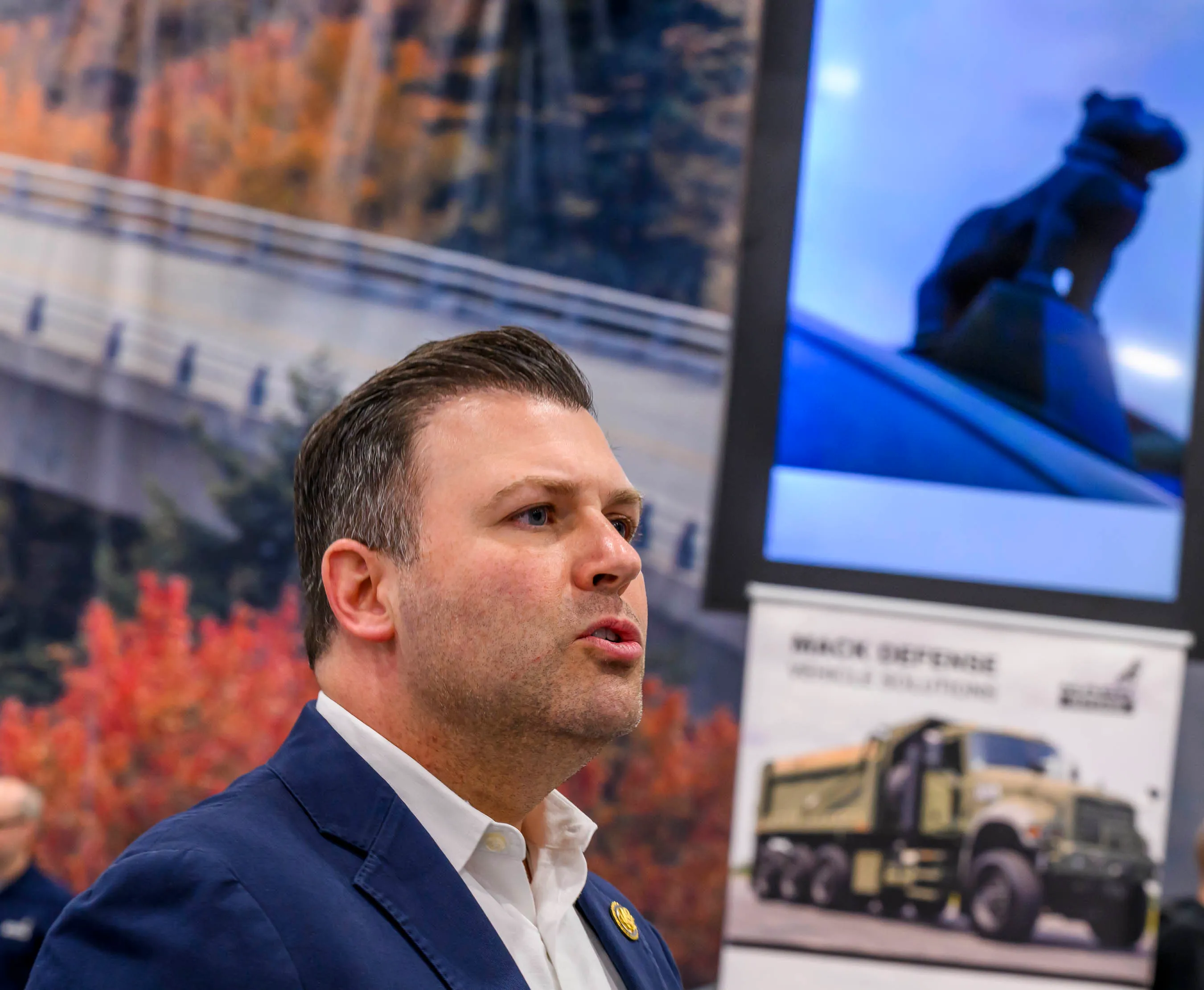 U.S. Rep. Ryan Mackenzie speaks in front of Mack Defenseâs...